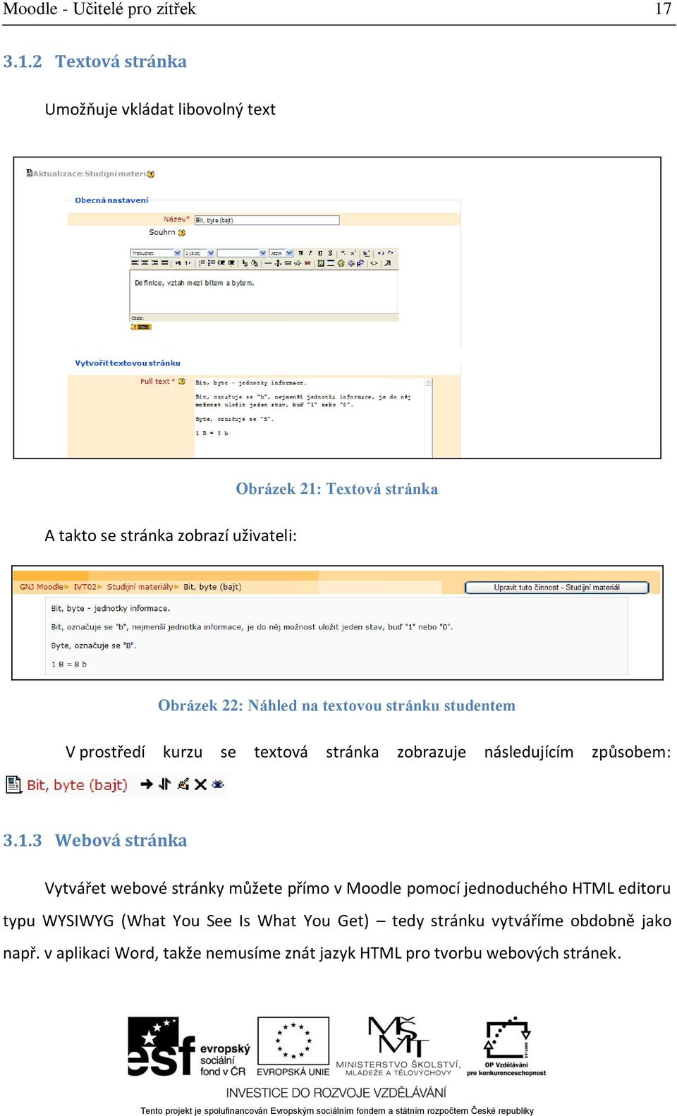 Náhled na textovou stránku studentem V prostředí kurzu se textová stránka zobrazuje následujícím způsobem: 3.1.
