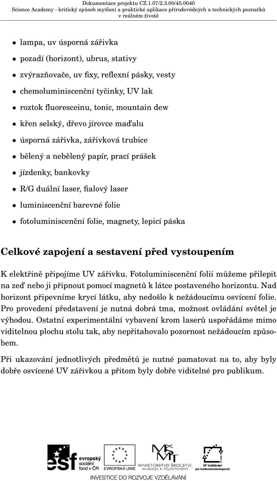 Experimenty s ultrafialovým zářením - PDF Stažení zdarma