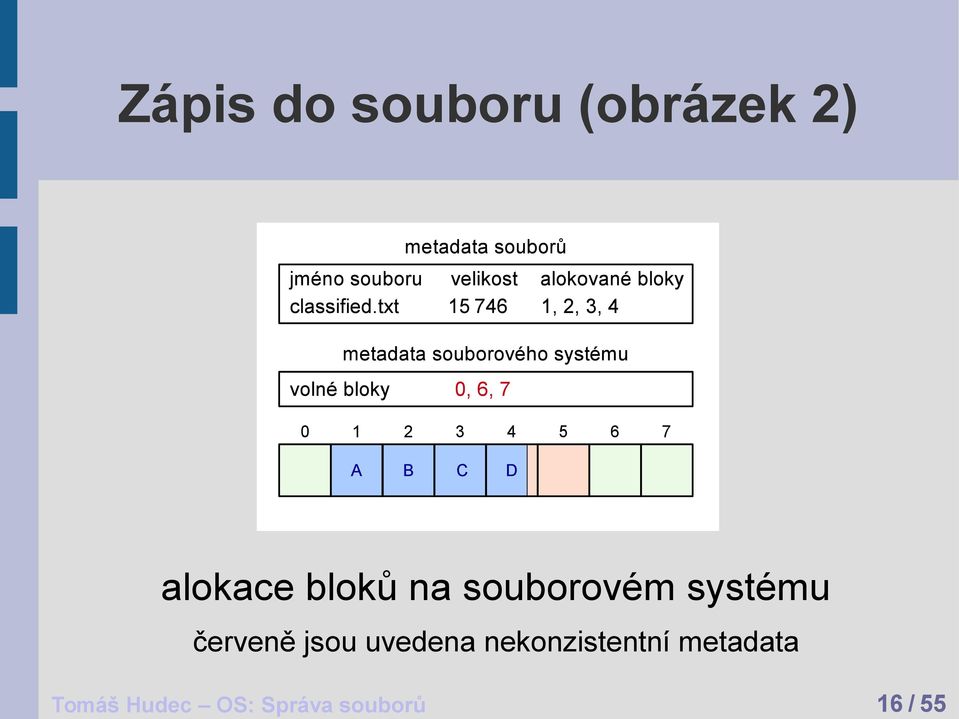 jsou uvedena nekonzistentní metadata