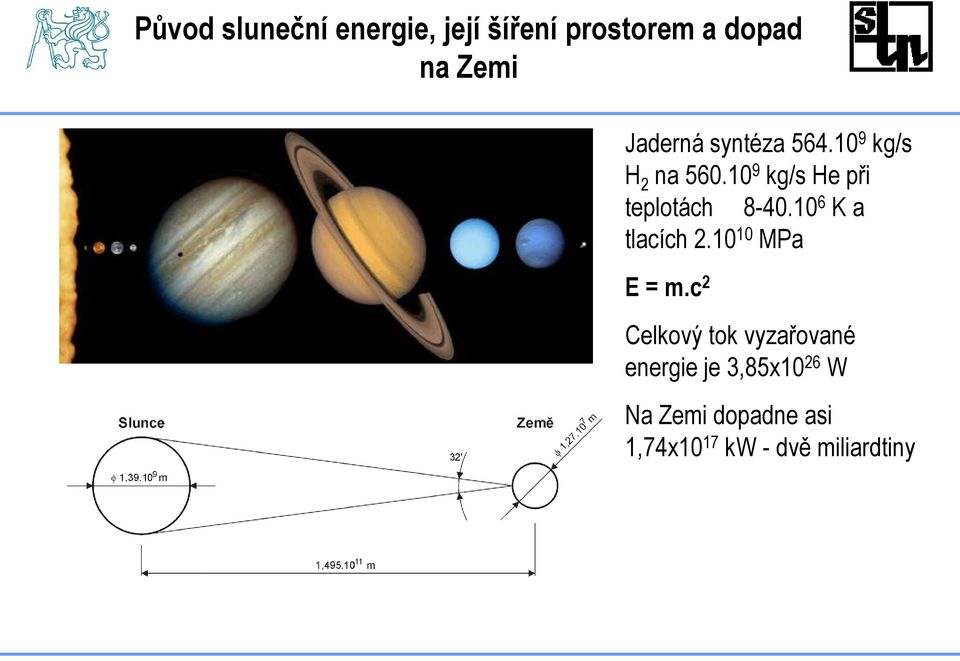 10 9 kg/s He při teplotách 8-40.10 6 K a tlacích 2.10 10 MPa E = m.