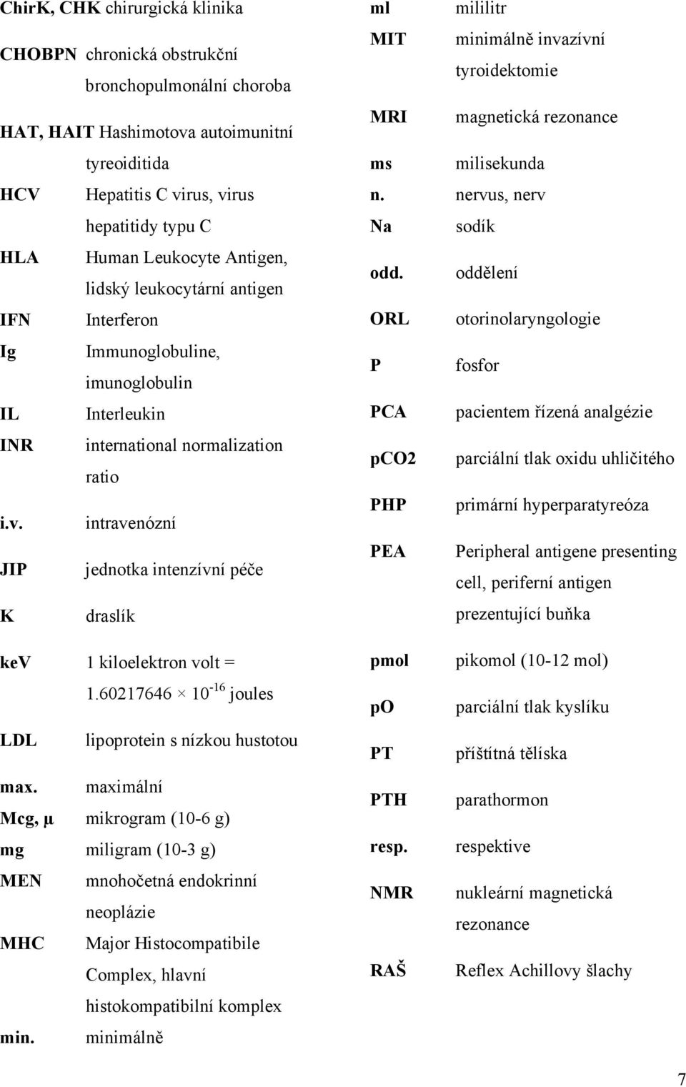 intravenózní JIP jednotka intenzívní péče K draslík ml mililitr MIT minimálně invazívní tyroidektomie MRI magnetická rezonance ms milisekunda n. nervus, nerv Na sodík odd.