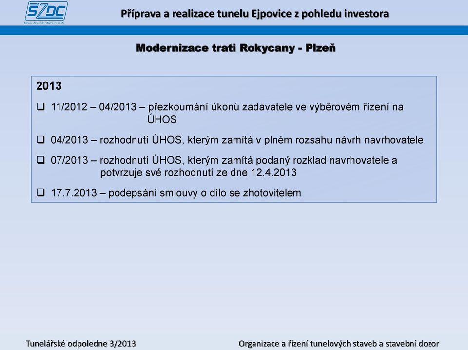 07/2013 rozhodnutí ÚHOS, kterým zamítá podaný rozklad navrhovatele a potvrzuje