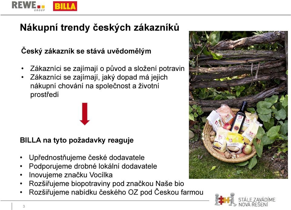 na tyto požadavky reaguje Upřednostňujeme české dodavatele Podporujeme drobné lokální dodavatele Inovujeme