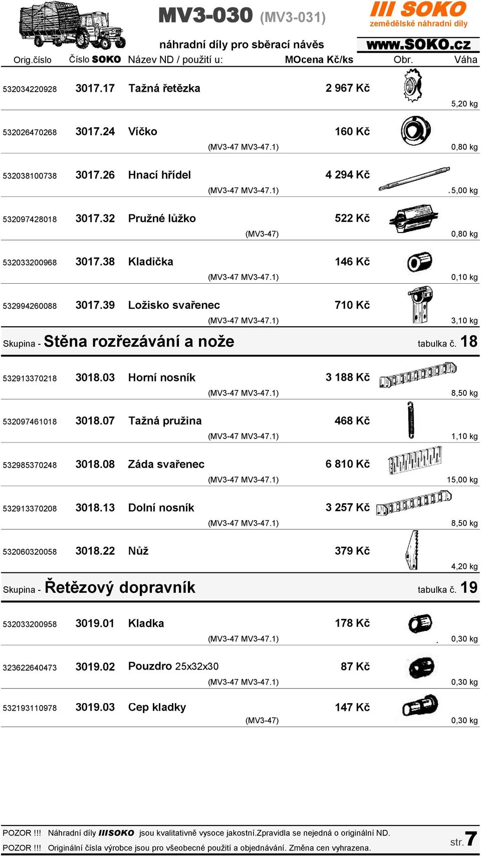 18 532913370218 3018.03 Horní nosník 3 188 Kč 8,50 kg 532097461018 3018.07 Tažná pružina 468 Kč 1,10 kg 532985370248 3018.08 Záda svařenec 6 810 Kč 15,00 kg 532913370208 3018.