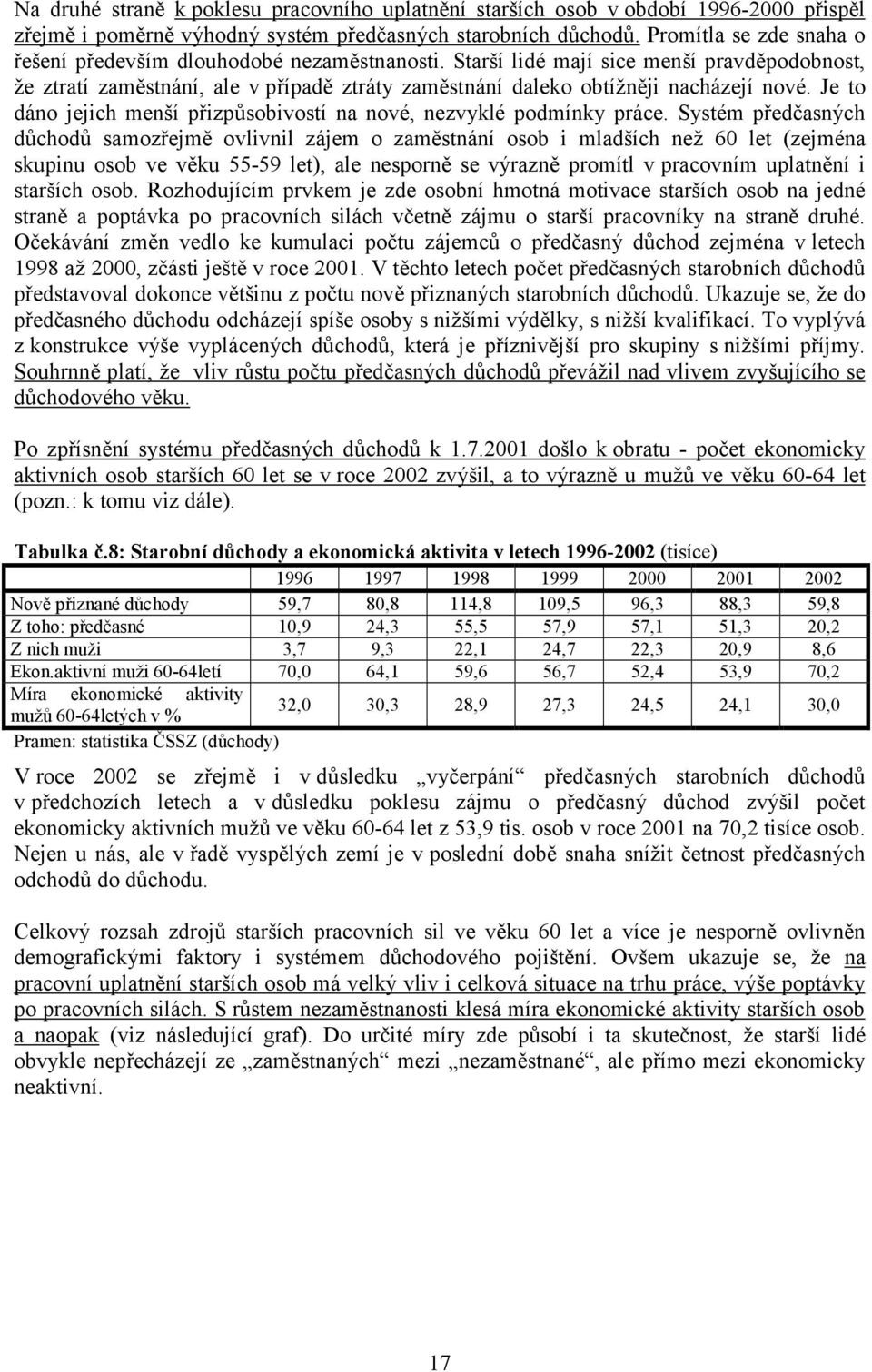 Je to dáno jejich menší přizpůsobivostí na nové, nezvyklé podmínky práce.