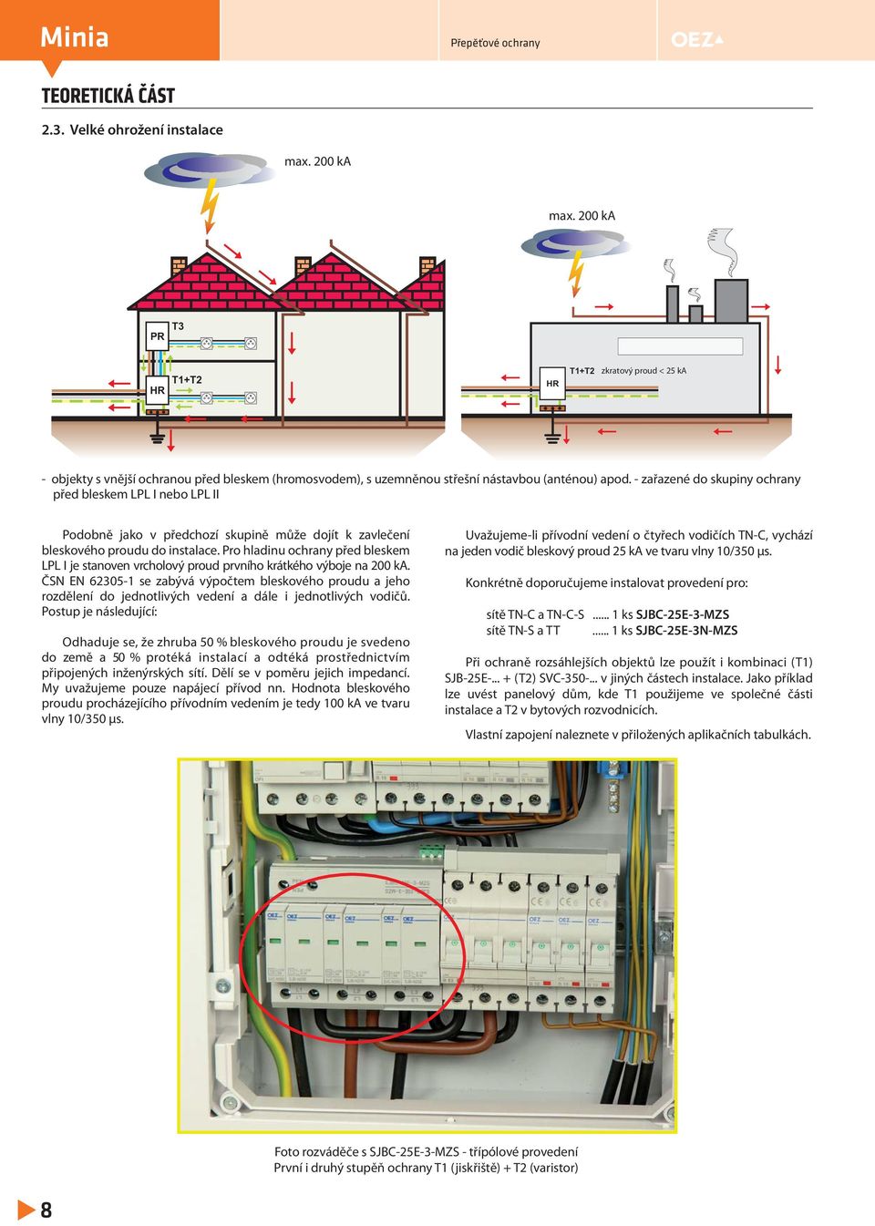 - zařazené do skupiny ochrany před bleskem LPL I nebo LPL II Podobně jako v předchozí skupině může dojít k zavlečení bleskového proudu do instalace.