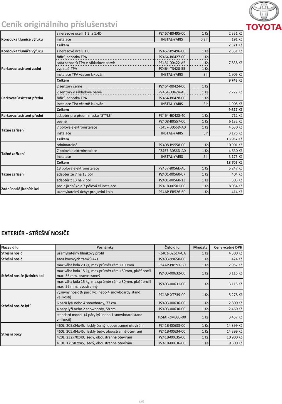 743 Kč 2 senzory černé PZ464-00424-00 1 Ks 2 senzory v základové barvě PZ464-00424-AB 1 Ks 7 722 Kč Parkovací asistent přední řídicí jednotka TPA PZ464-B0428-00 1 Ks instalace TPA včetně lakování