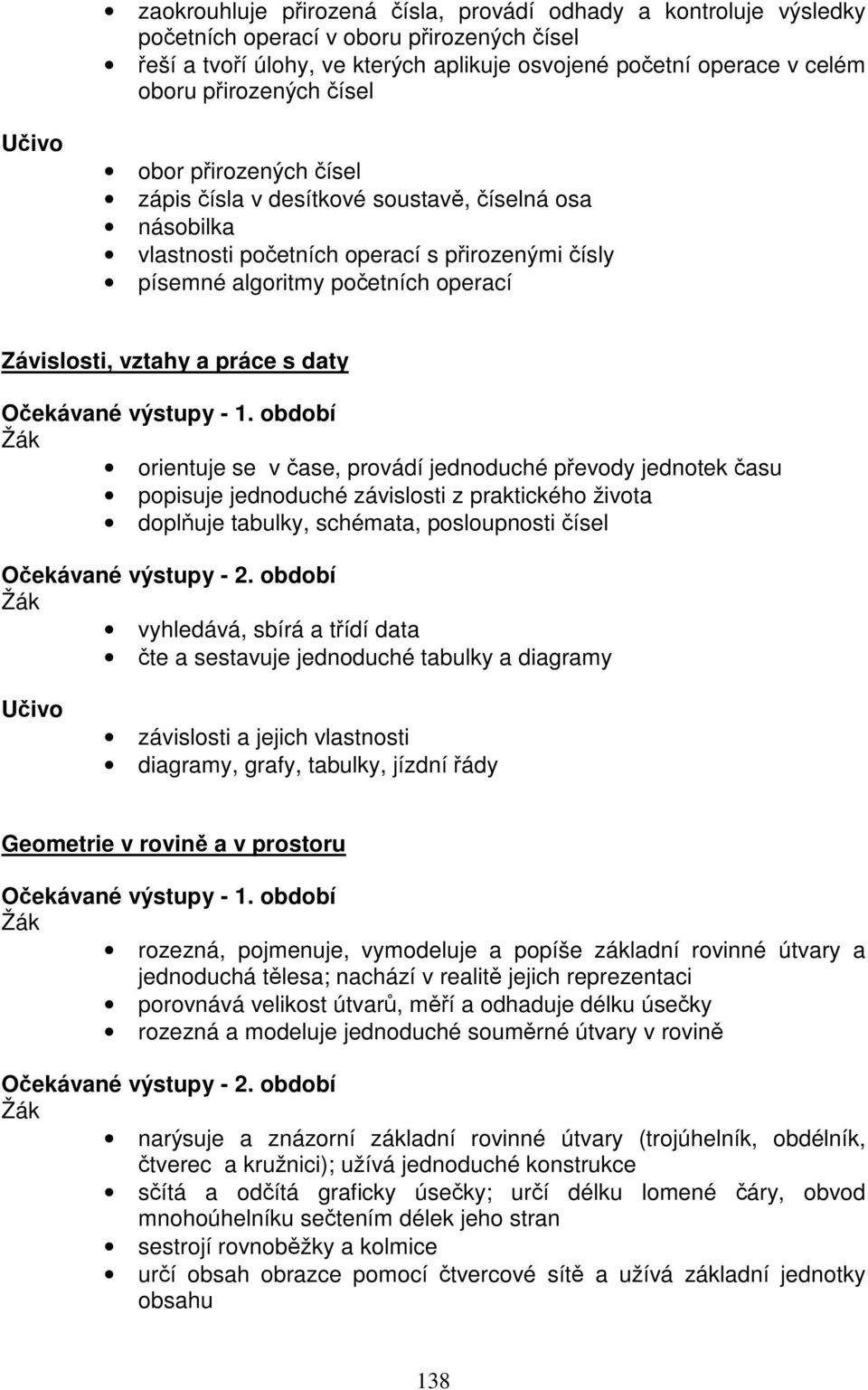 vztahy a práce s daty Očekávané výstupy - 1.