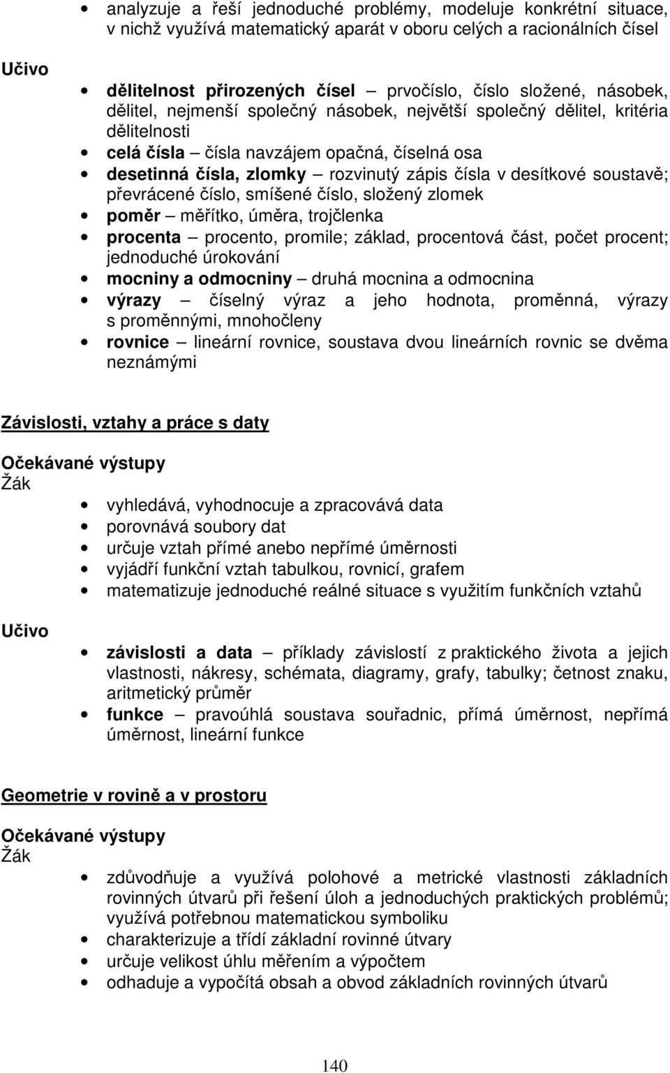 soustavě; převrácené číslo, smíšené číslo, složený zlomek poměr měřítko, úměra, trojčlenka procenta procento, promile; základ, procentová část, počet procent; jednoduché úrokování mocniny a odmocniny