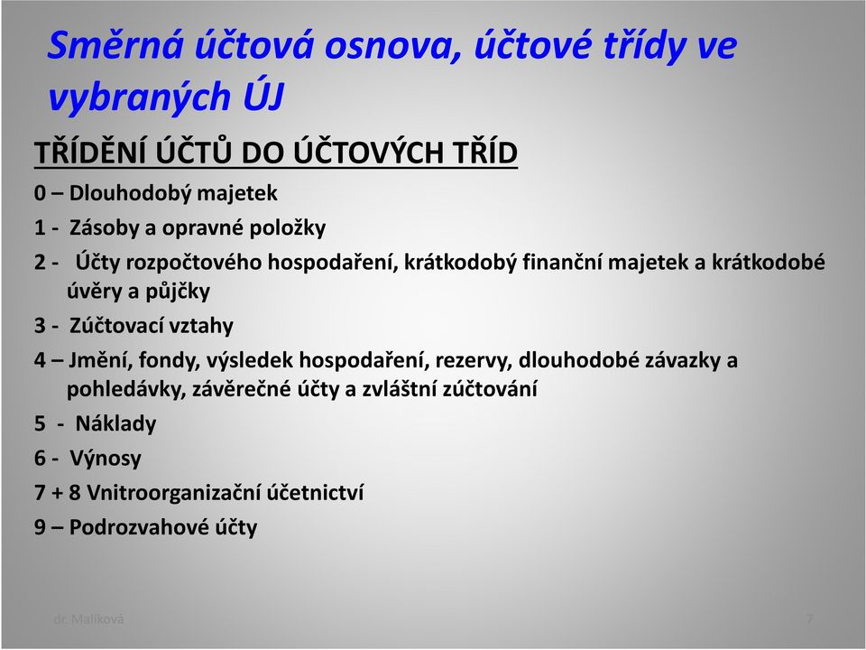 Zúčtovací vztahy 4 Jmění, fondy, výsledek hospodaření, rezervy, dlouhodobé závazky a pohledávky, závěrečné účty