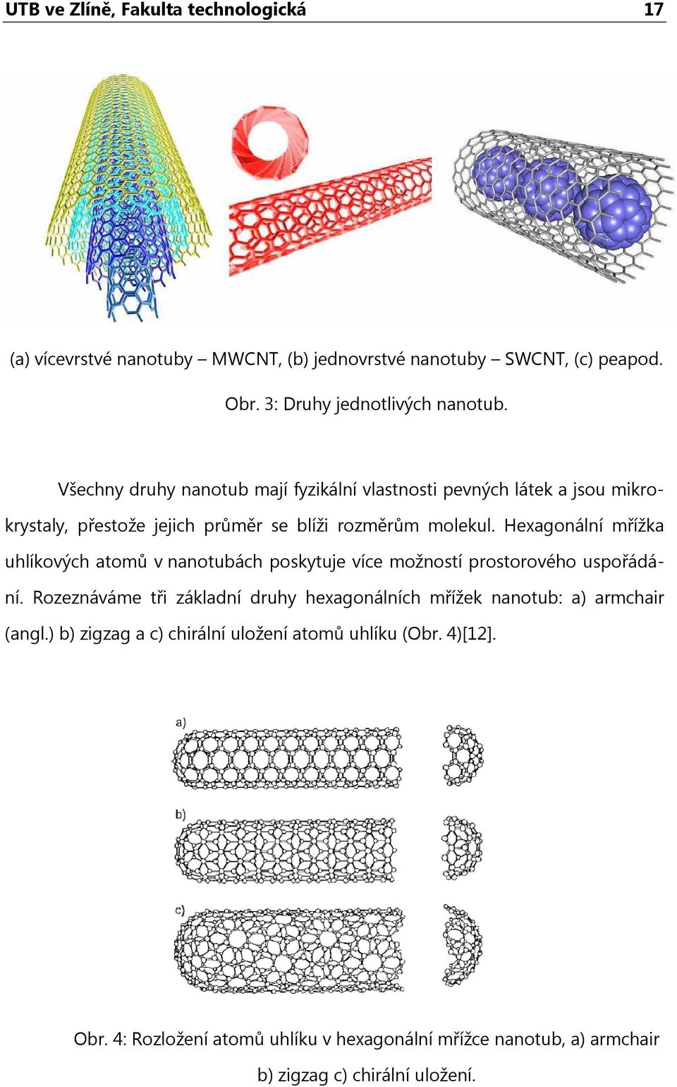 Hexagonální mřížka uhlíkových atomů v nanotubách poskytuje více možností prostorového uspořádání.