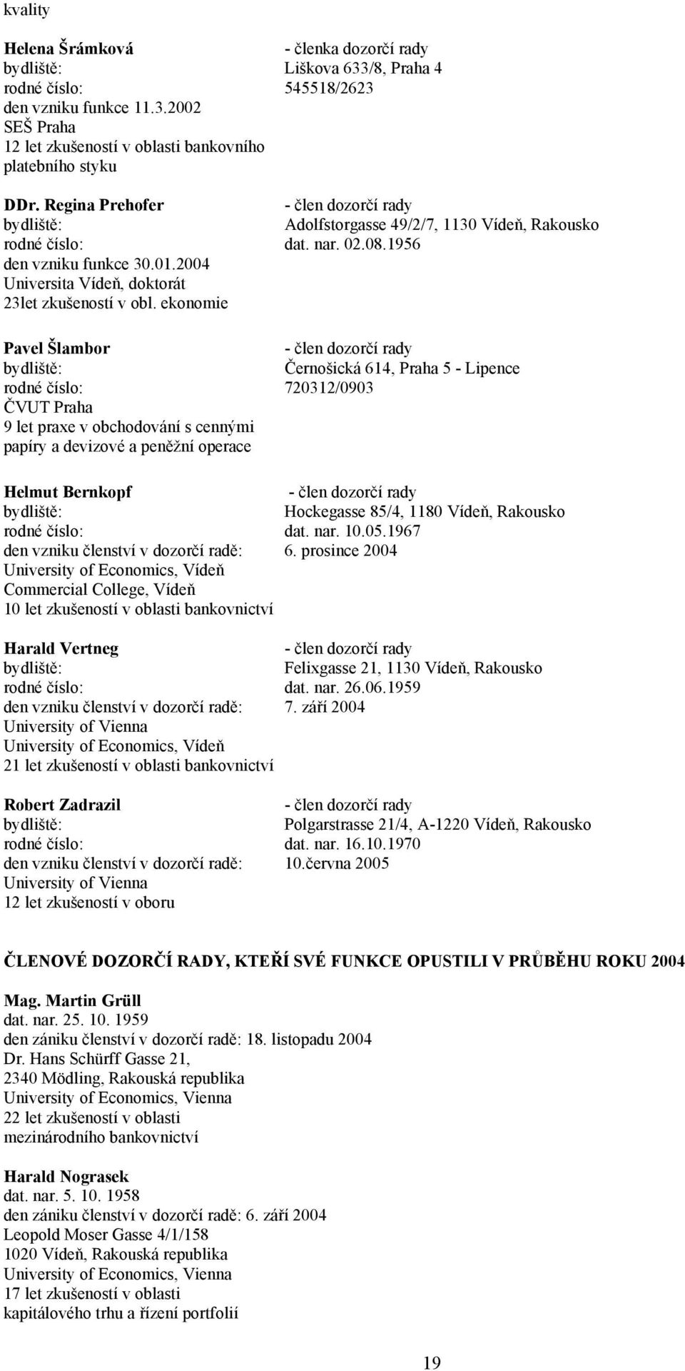 2004 Universita Vídeň, doktorát 23let zkušeností v obl.