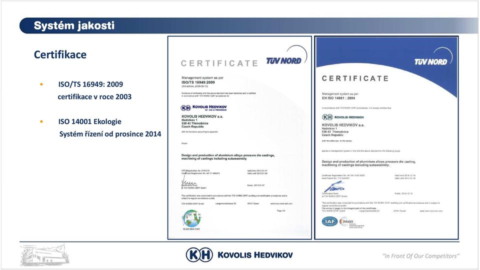 certifikace v roce 2003 ISO