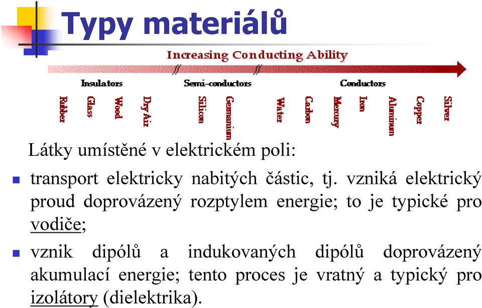 vzniká elektrický proud doprovázený rozptylem energie; to je typické pro