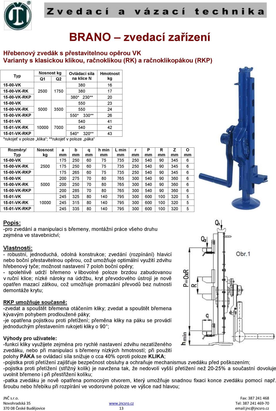 poloze klika ; **rukojeť v poloze páka a b q h min L min r P R Z O 15-00-VK 175 250 60 75 735 250 540 90 345 6 15-00-VK-RK 2500 175 250 60 75 735 250 540 90 345 6 15-00-VK-RKP 175 265 60 75 735 250