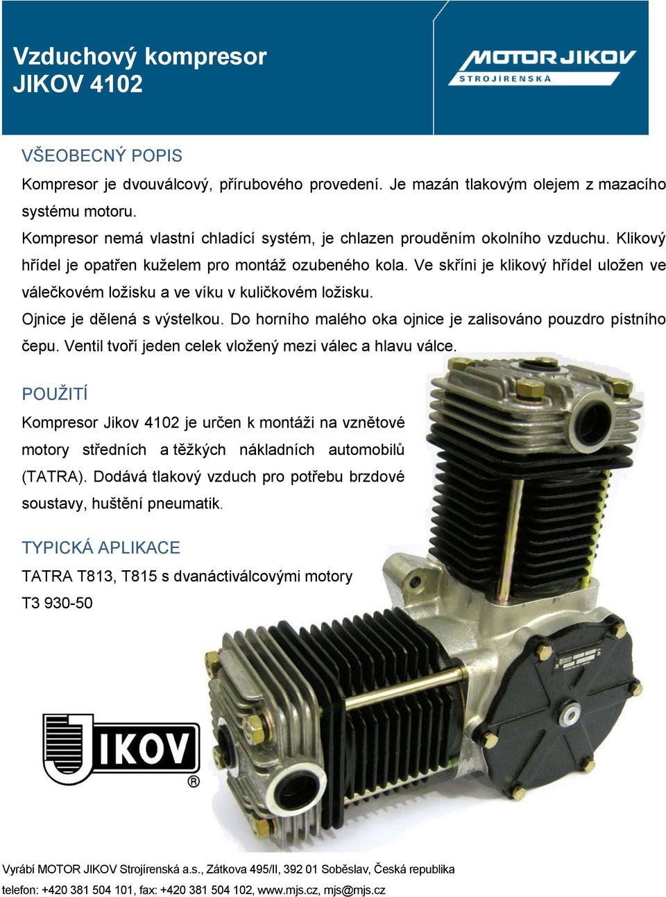 Vzduchový kompresor JIKOV PDF Stažení zdarma