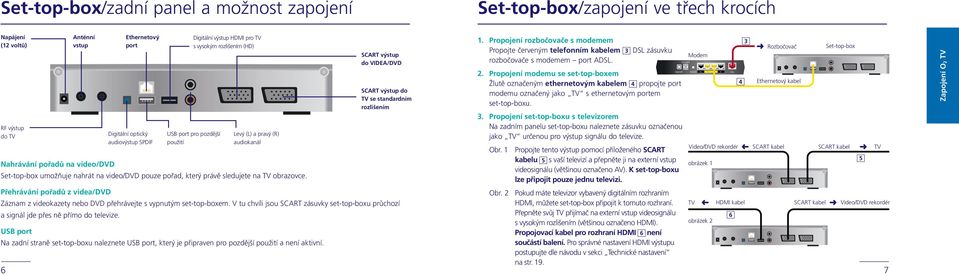 právě sledujete na TV obrazovce. Přehrávání pořadů z videa/dvd Záznam z videokazety nebo DVD přehrávejte s vypnutým set-top-boxem.