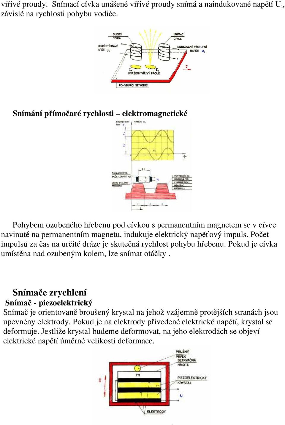 Počet impulsů za čas na určité dráze je skutečná rychlost pohybu hřebenu. Pokud je cívka umístěna nad ozubeným kolem, lze snímat otáčky.