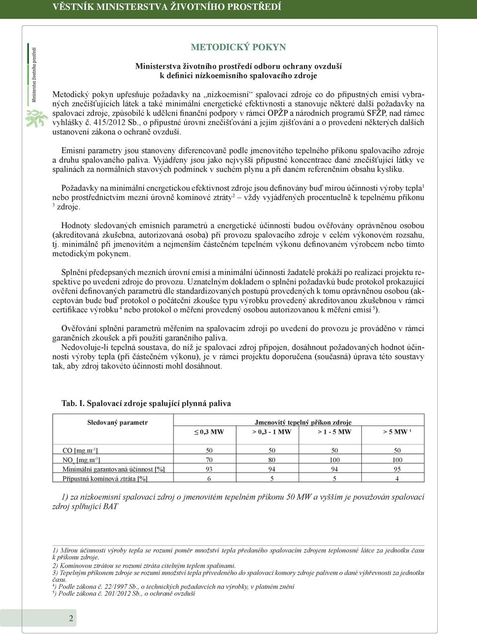 udělení finanční podpory v rámci OPŽP a národních programů SFŽP, nad rámec vyhlášky č. 415/2012 Sb.
