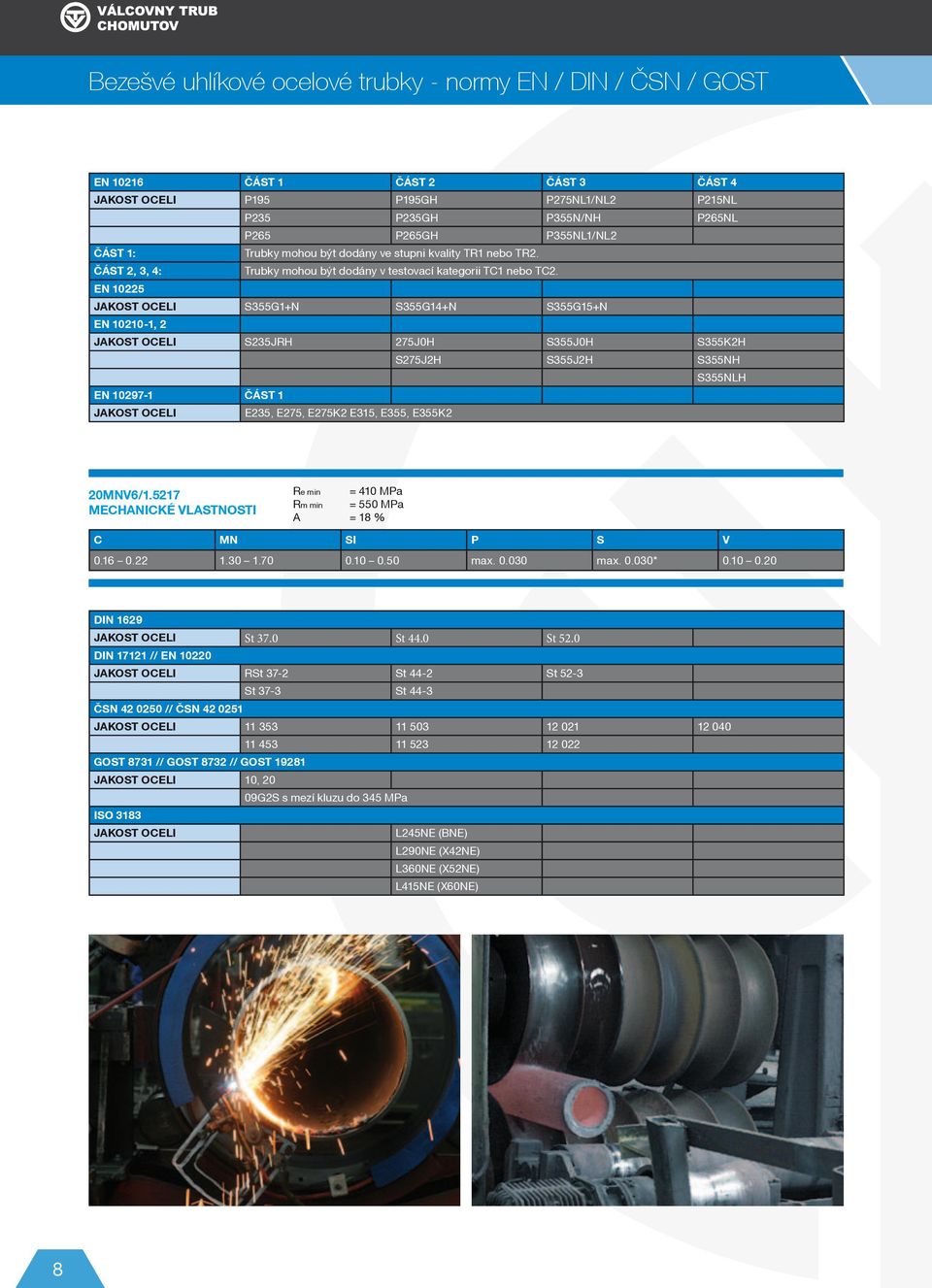 EN 10225 Jakos oceli S355G1+N S355G14+N S355G15+N EN 10210-1, 2 Jakos oceli S235JRH 275J0H S355J0H S355K2H S275J2H S355J2H S355NH S355NLH EN 10297-1 Čás 1 jakos oceli E235, E275, E275K2 E315, E355,