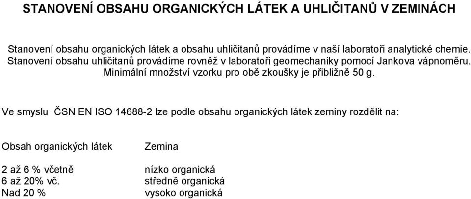 Stanovení obsahu uhličitanů provádíme rovněž v laboratoři geomechaniky pomocí Jankova vápnoměru.