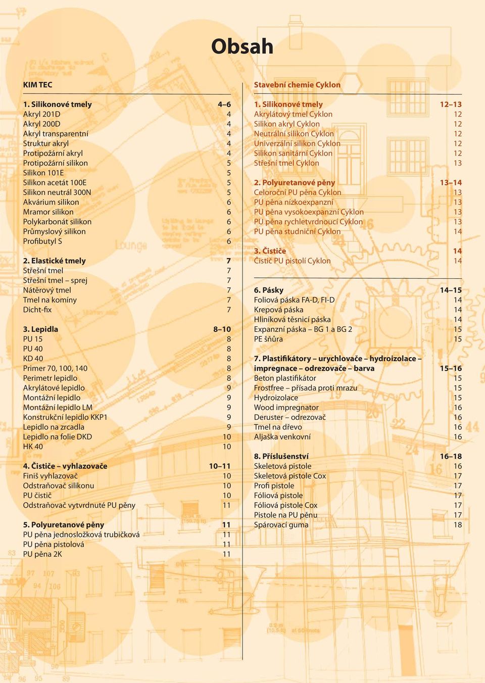 silikon 6 Mramor silikon 6 Polykarbonát silikon 6 Průmyslový silikon 6 Profibutyl S 6 2. Elastické tmely 7 Střešní tmel 7 Střešní tmel sprej 7 Nátěrový tmel 7 Tmel na komíny 7 Dicht-fix 7 3.