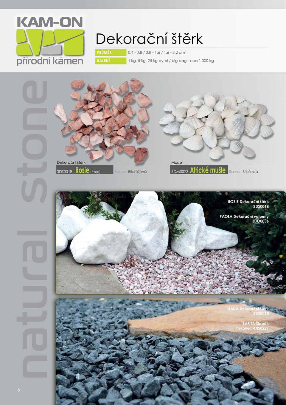 Dekorační kámen štěrky, oblázky a valouny, kusové i solitérní kameny - PDF  Stažení zdarma