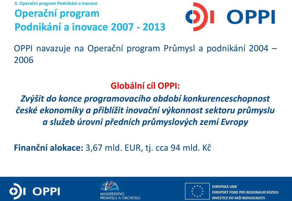 programovacího období konkurenceschopnost české ekonomiky a přiblížit inovační výkonnost sektoru