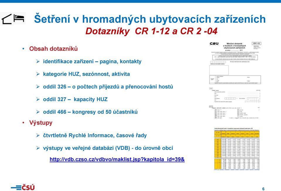 hostů oddíl 327 kapacity HUZ oddíl 466 kongresy od 50 účastníků Výstupy čtvrtletně Rychlé Informace,