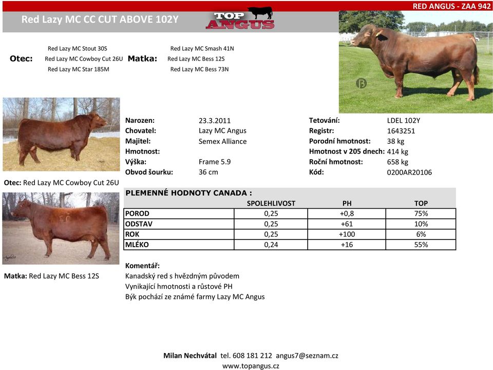 Red Lazy MC Cowboy Cut 26U Red Lazy MC Bess 12S Narozen: 23.