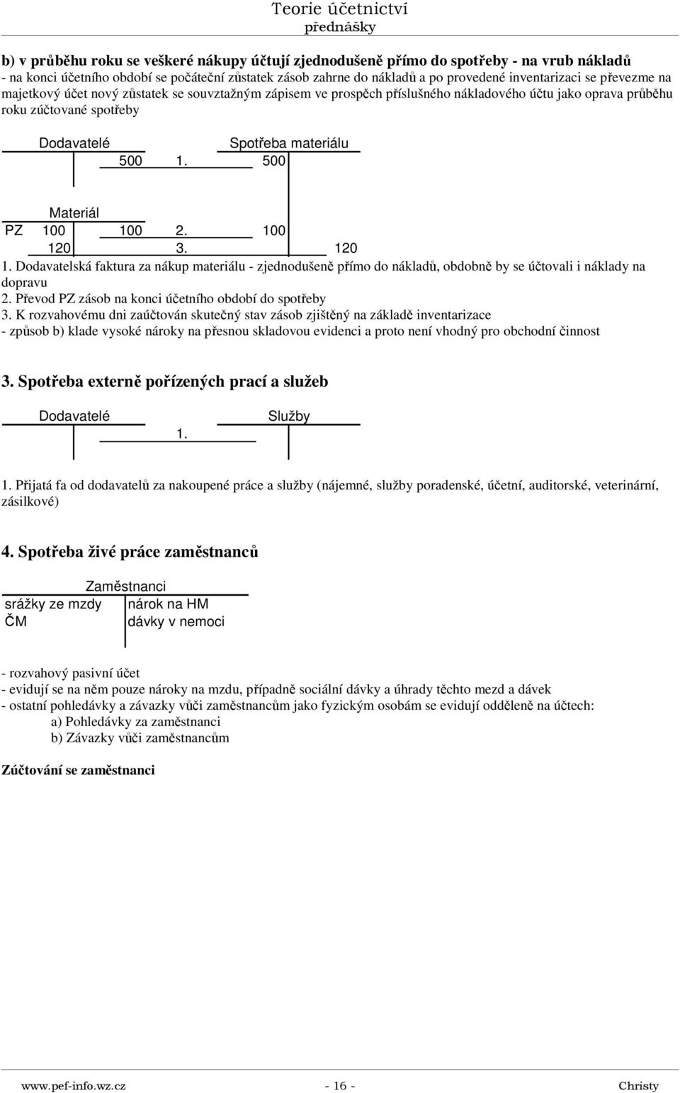 100 100 2. 100 120 3. 120 Dodavatelská faktura za nákup materiálu - zjednodušeně přímo do nákladů, obdobně by se účtovali i náklady na dopravu 2.