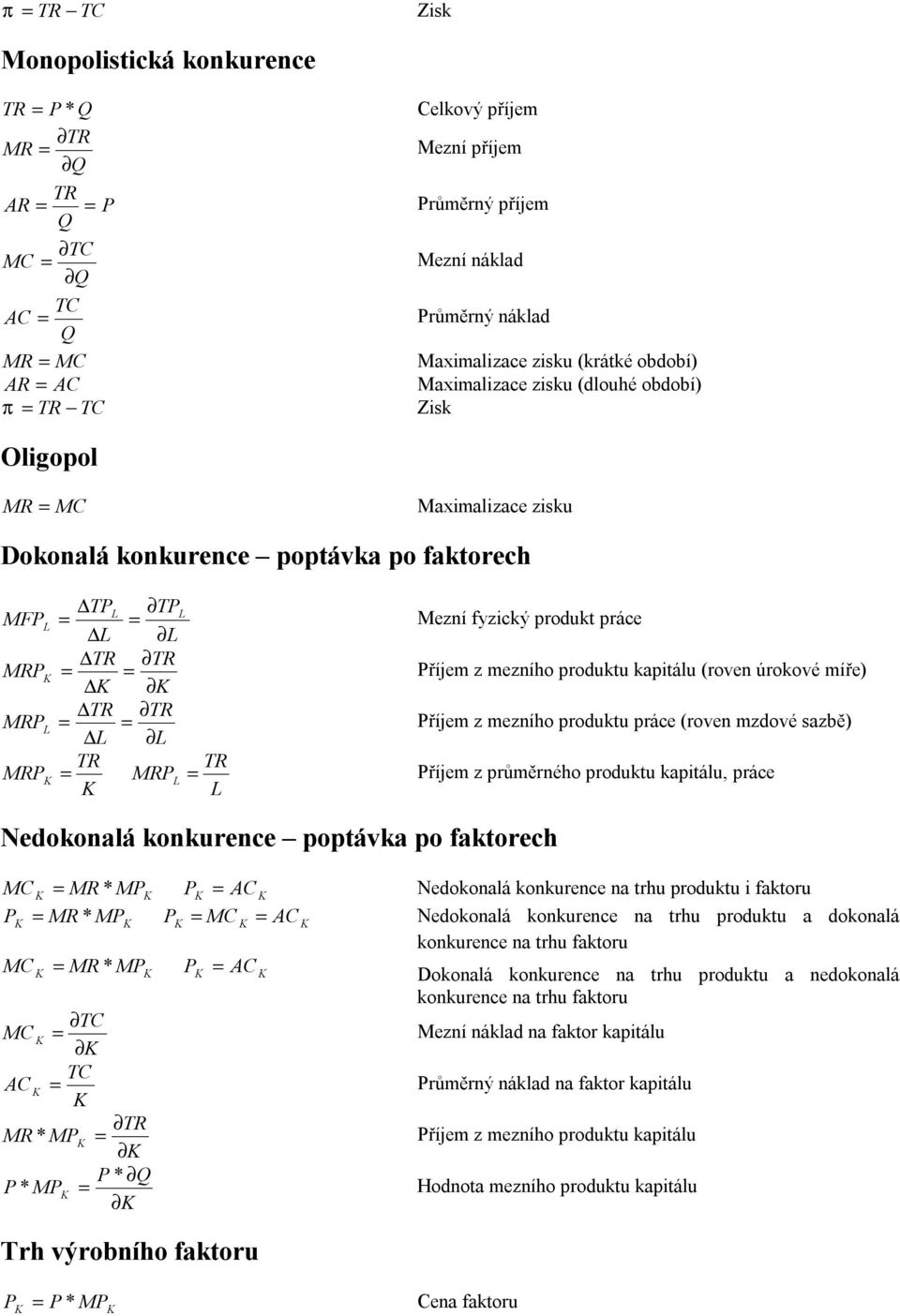 kapitálu, práce Nedokonalá konkurence poptávka po faktorech MC * * MR M AC MR M MC AC MC * MR M Nedokonalá konkurence na trhu produktu i faktoru Nedokonalá konkurence na trhu produktu a dokonalá