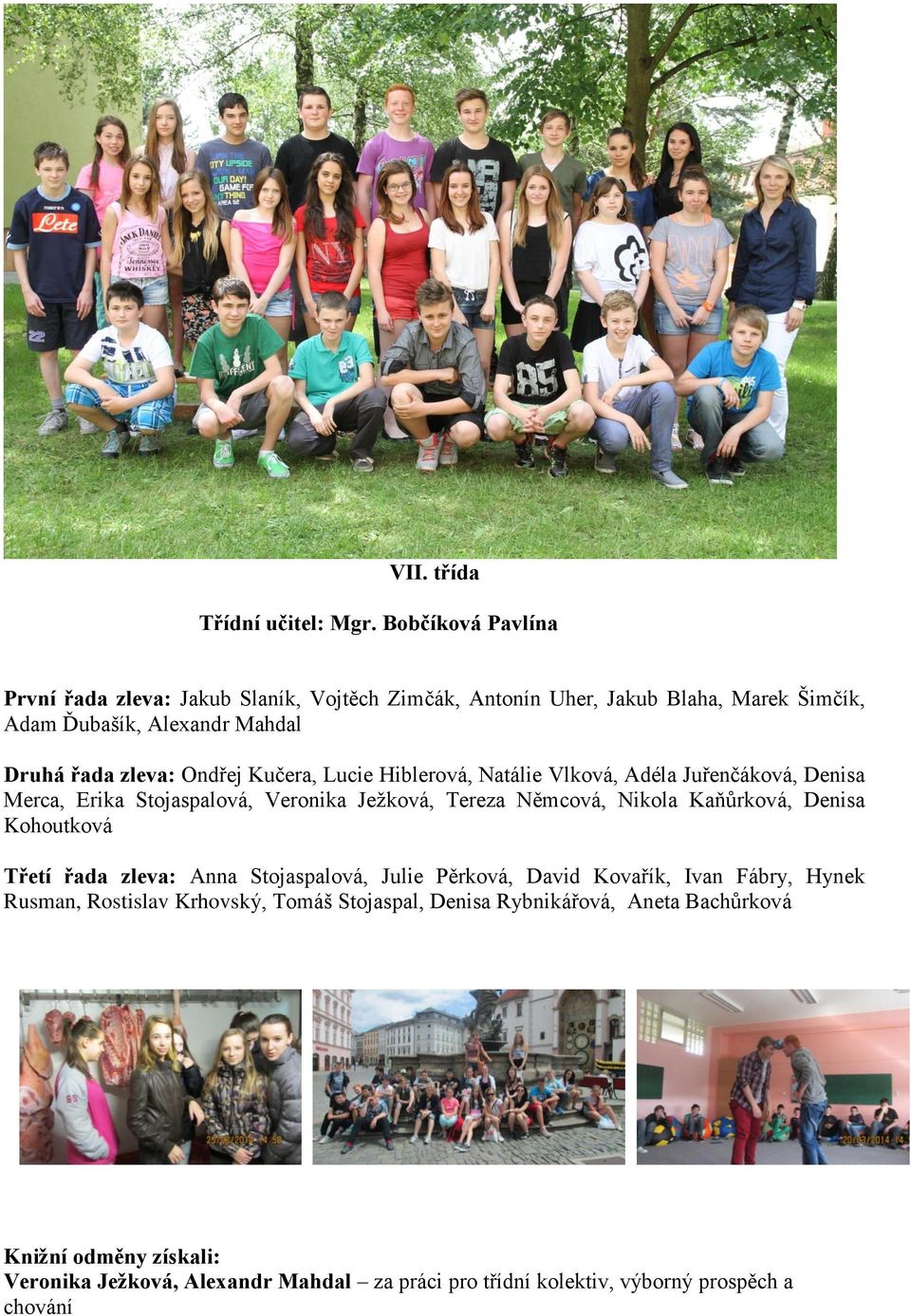 Ondřej Kučera, Lucie Hiblerová, Natálie Vlková, Adéla Juřenčáková, Denisa Merca, Erika Stojaspalová, Veronika Ježková, Tereza Němcová, Nikola Kaňůrková, Denisa