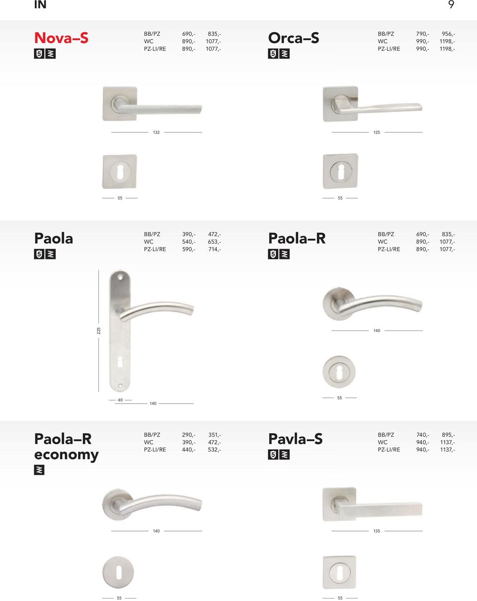 BB/PZ 690,- 835,- WC 890,- 1077,- PZ-LI/RE 890,- 1077,- 225 140 40 140 Paola R economy BB/PZ 290,-