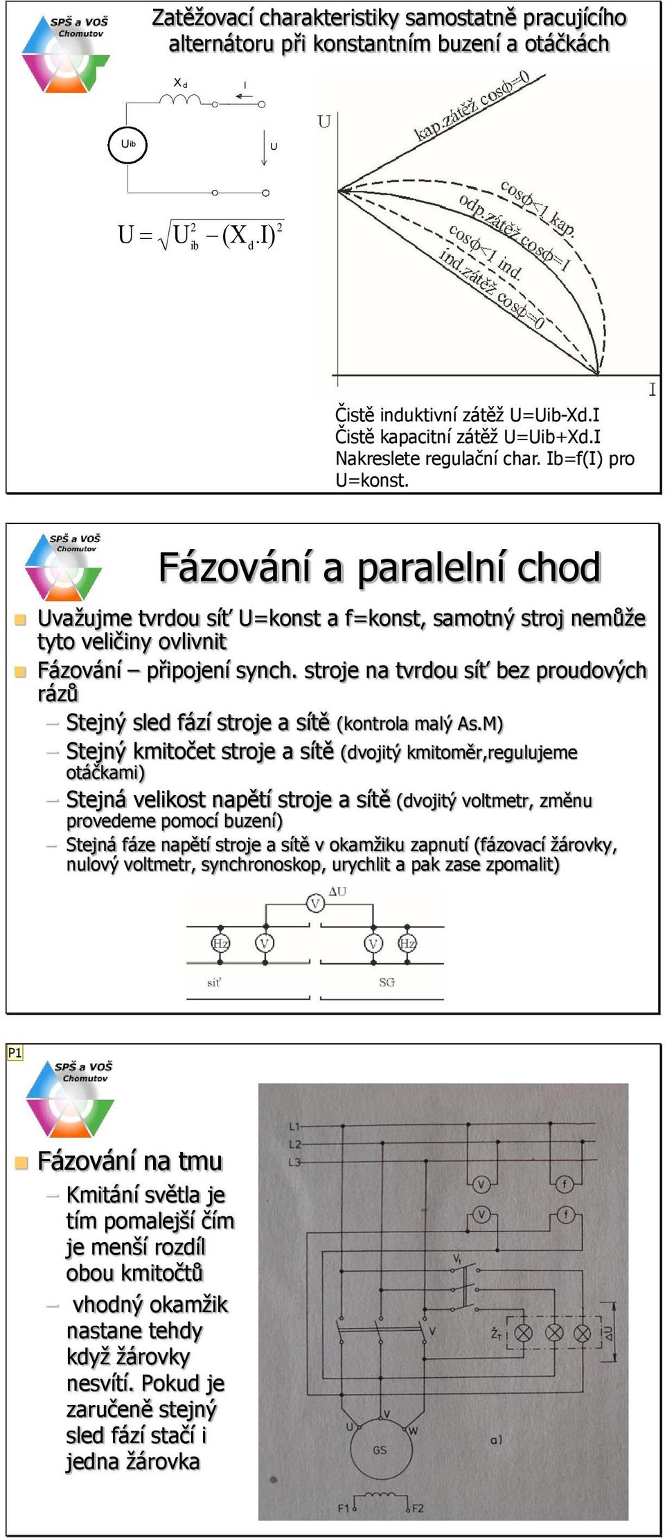 stroje na tvrdou síť bez proudových rázů Stejný sled fází stroje a sítě (kontrola malý As.