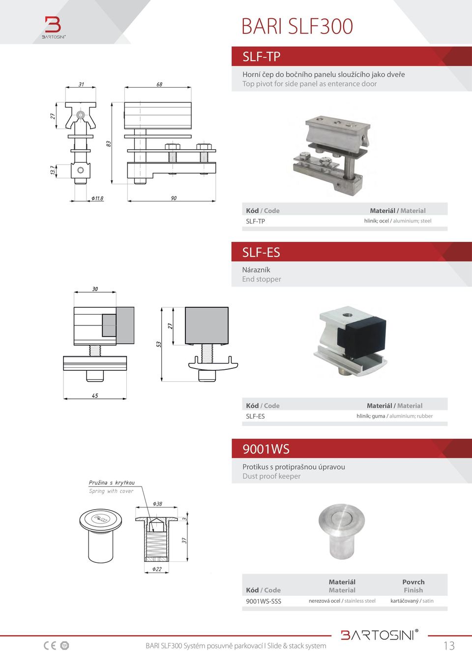 8 90 SLF-TP / hliník; ocel / aluminium; steel SLF-ES Nárazník End stopper SLF-ES / hliník; guma /