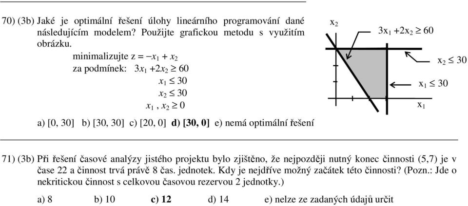 x 2 30 x 30 x 7) (3b) Při řešeí časové aalýzy jistého projektu bylo zjištěo, že ejpozději utý koec čiosti (5,7) je v čase 22 a čiost trvá právě 8 čas.