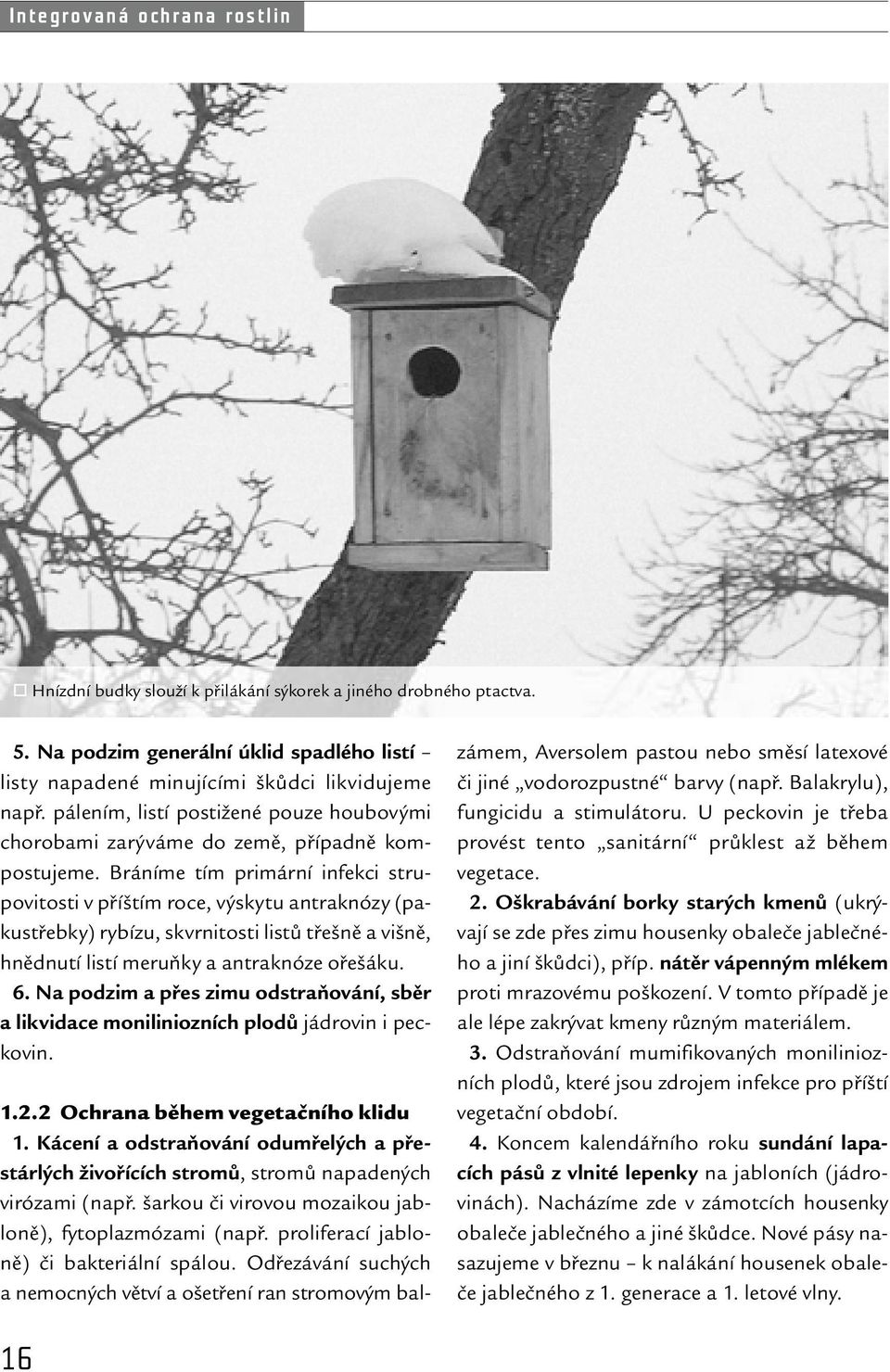 Bráníme tím primární infekci strupovitosti v příštím roce, výskytu antraknózy (pakustřebky) rybízu, skvrnitosti listů třešně a višně, hnědnutí listí meruňky a antraknóze ořešáku. 6.