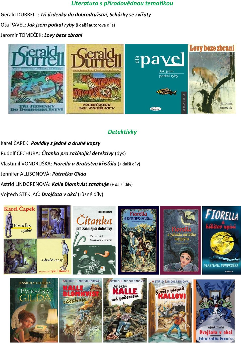 Rudolf ČECHURA: Čítanka pro začínající detektivy (dys) Vlastimil VONDRUŠKA: Fiorella a Bratrstvo křišťálu (+ další díly)