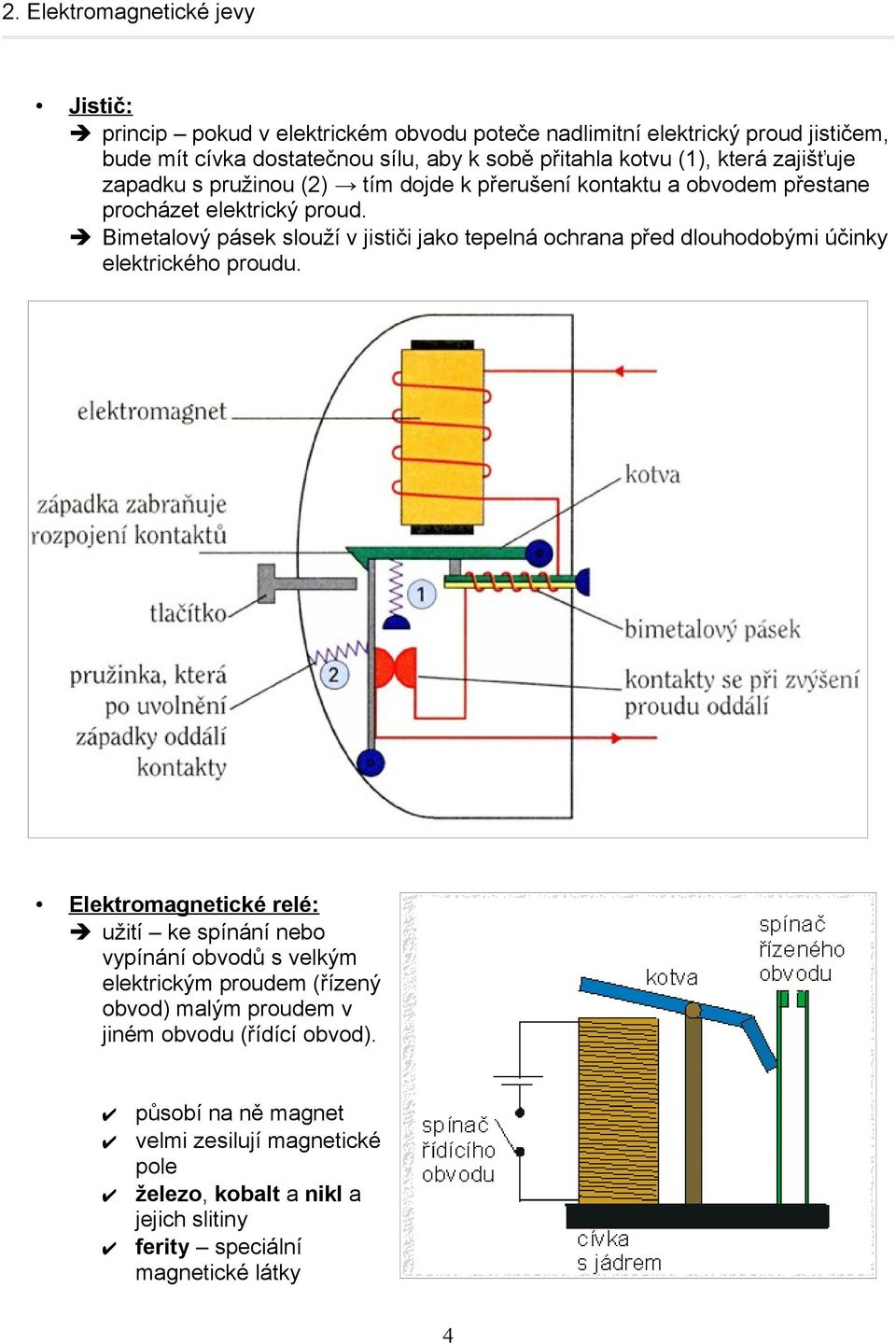 Bimetalový pásek slouží v jističi jako tepelná ochrana před dlouhodobými účinky elektrického proudu.