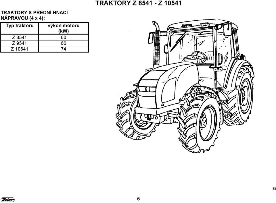 (4 x 4): Typ traktoru výkon