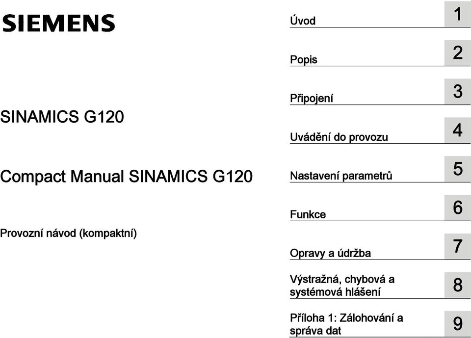 Nastavení parametrů 5 Funkce 6 Opravy a údržba 7