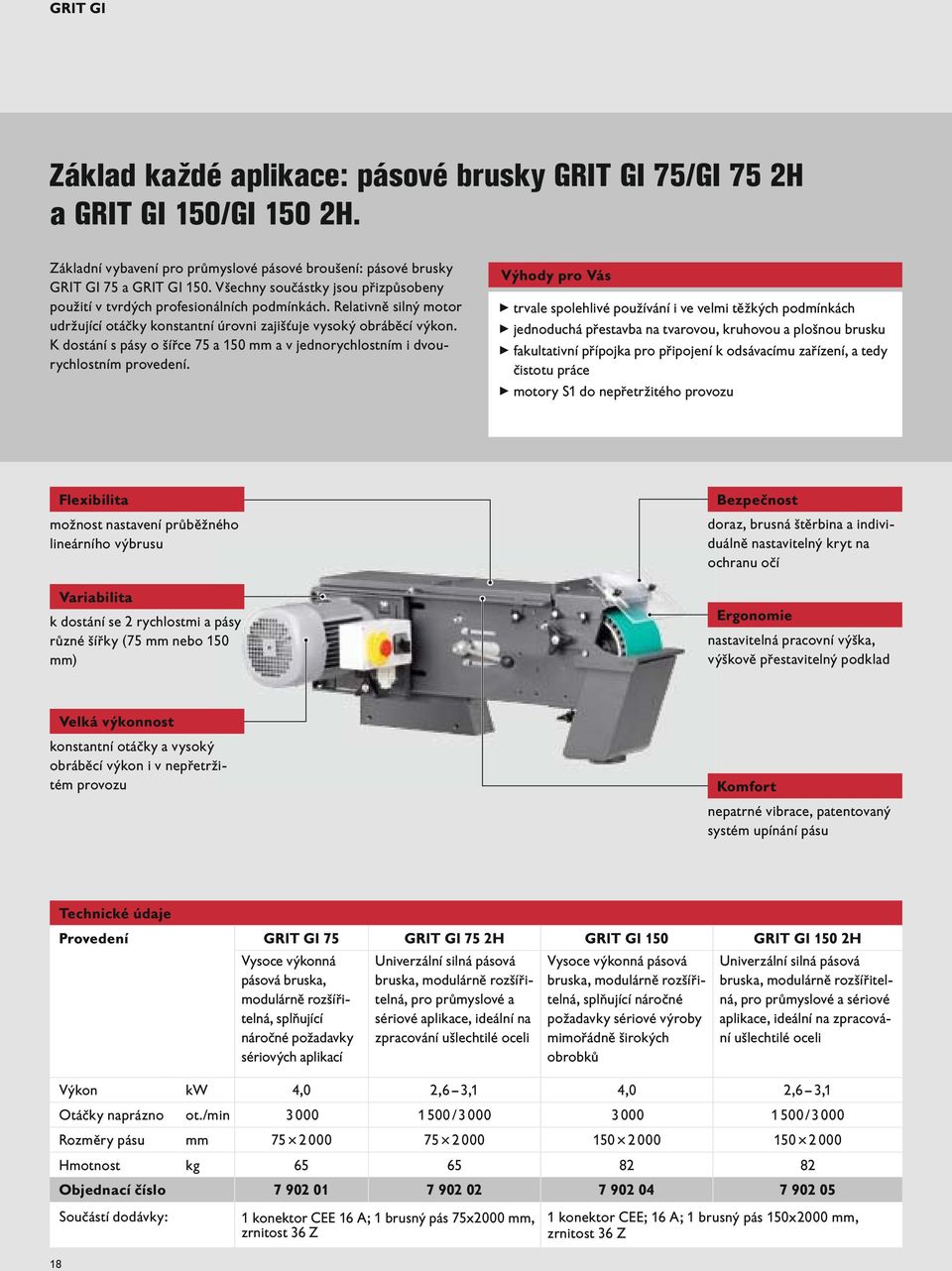 K dostání s pásy o šířce 75 a 150 mm a v jednorychlostním i dvourychlostním provedení.