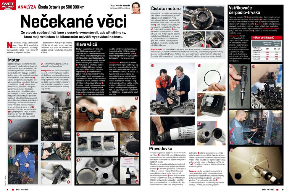 Motor Spodek agregátu znamenal největší překvapení nikdo nečekal, že po půl milionu bude prostý viditelného i měřitelného opotřebení.