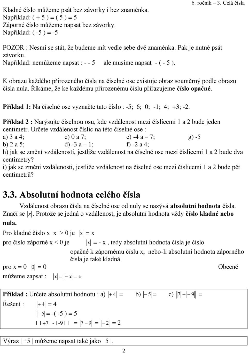 3. Celá čísla Vymezení pojmu celé číslo Zobrazení celého čísla na číselné  ose - PDF Free Download