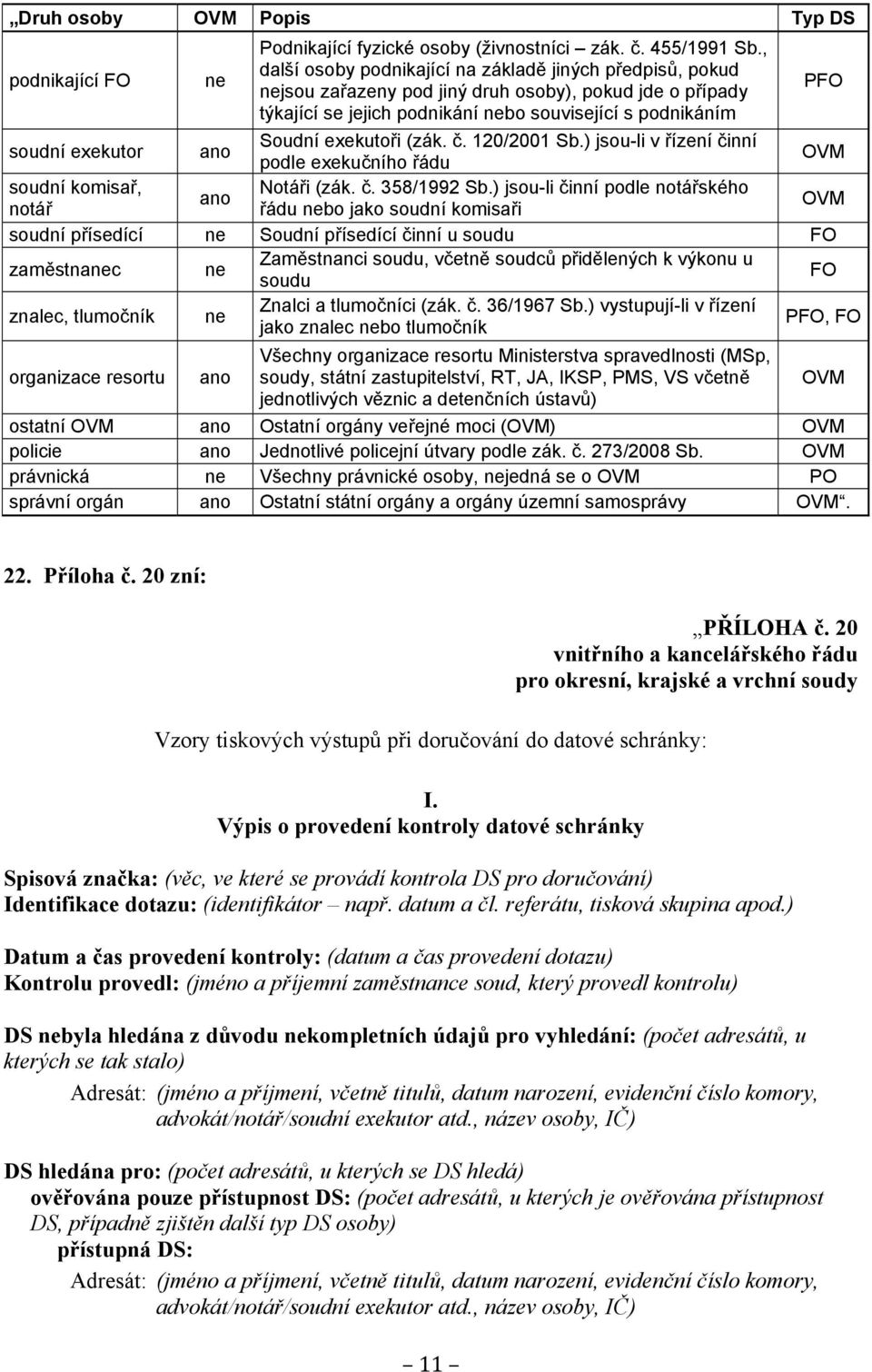 ano Soudní exekutoři (zák. č. 120/2001 Sb.) jsou-li v řízení činní podle exekučního řádu OVM soudní komisař, Notáři (zák. č. 358/1992 Sb.