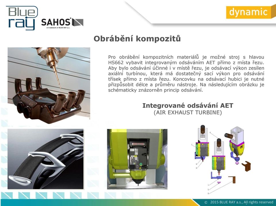Aby bylo odsávání účinné i v místě řezu, je odsávací výkon zesílen axiální turbínou, která má dostatečný sací výkon pro