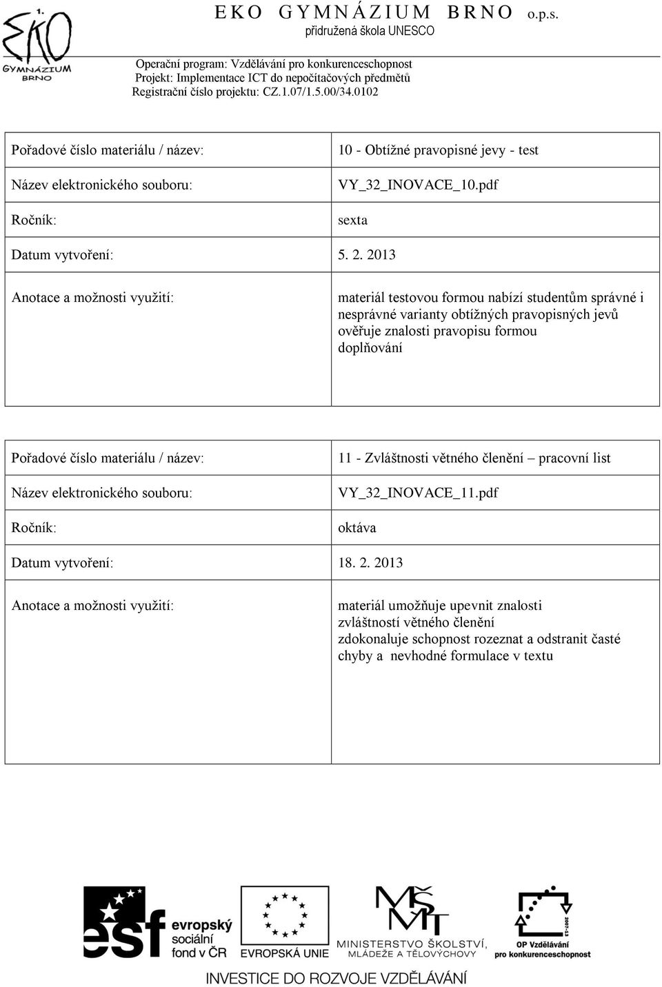 pravopisu formou doplňování 11 - Zvláštnosti větného členění pracovní list VY_32_INOVACE_11.