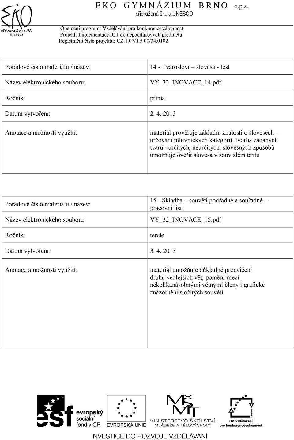 neurčitých, slovesných způsobů umožňuje ověřit slovesa v souvislém textu 15 - Skladba souvětí podřadné a souřadné pracovní list