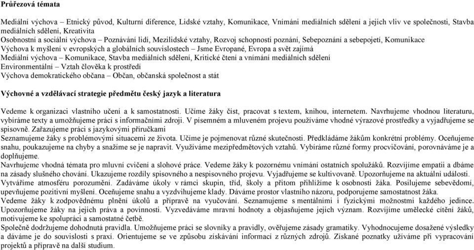 zajímá Mediální výchova Komunikace, Stavba mediálních sdělení, Kritické čtení a vnímání mediálních sdělení Environmentální Vztah člověka k prostředí Výchova demokratického občana Občan, občanská